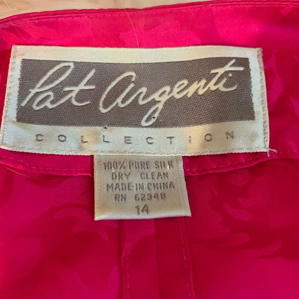 Red silk blouse,
